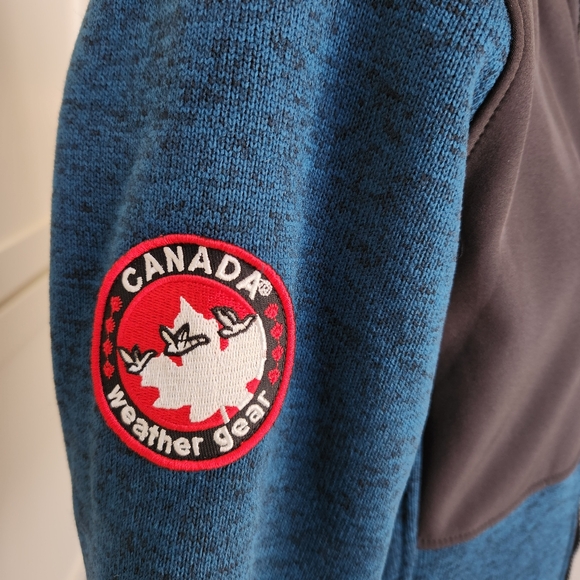 Canada Weather Gear Jacket Cozy Hooded Sweater Fleece Zip Up Blue Black Small - Picture 7 of 16